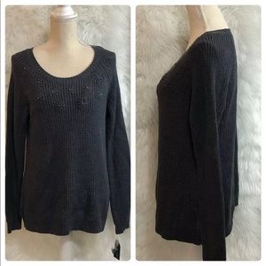 Karen Scott Sweater Pullover Embroidered Snowflake